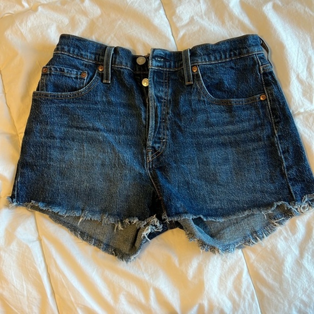Levi's Dark Blue Cutoff Denim Jean Shorts